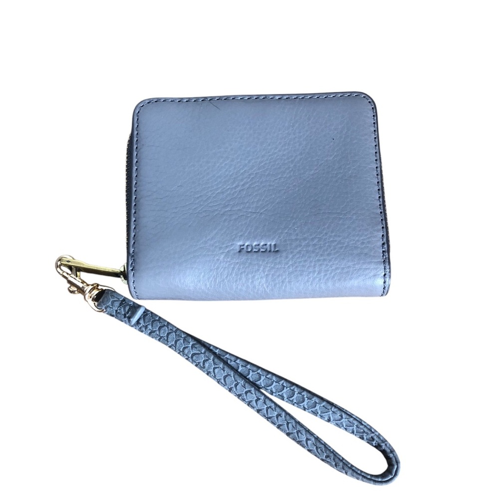 Fossil gray leather mini wallet